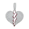 Thumbnail Image 1 of Sterling Silver CZ and Red Enamel Broken Heart Necklace Charm