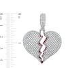 Thumbnail Image 2 of Cubic Zirconia and Red Enamel Broken Heart Necklace Charm in Solid  Silver