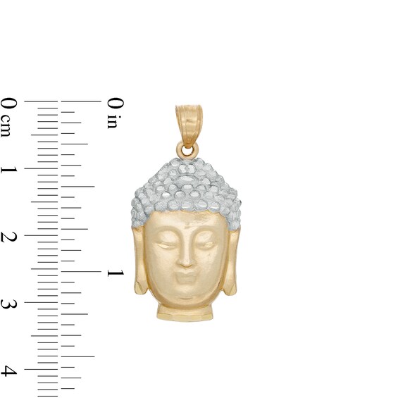 Multi-Finish Buddha Head Necklace Charm in 10K Two-Toned Gold