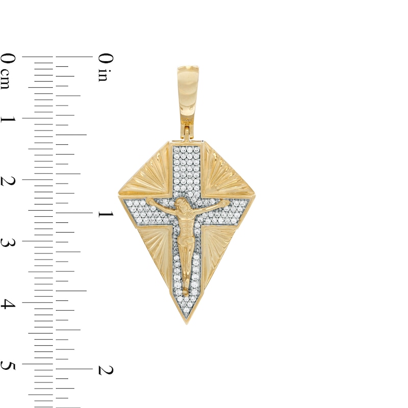 Cubic Zirconia Diamond-Shape Crucifix Necklace Charm in 10K Gold