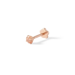 14K Tube Rose Gold Champagne CZ Solitaire Barbell - 18G 5/16&quot;