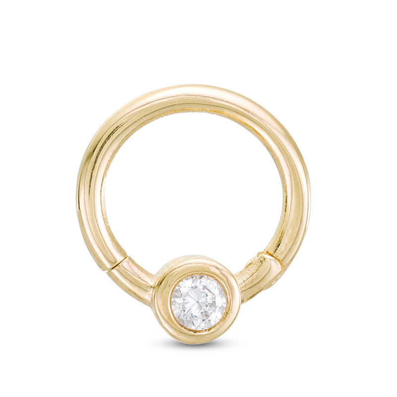 10K Solid Gold CZ Captive Bead Ring - 18G