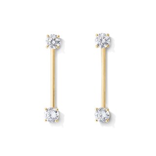 10K Hollow Gold CZ Straight Barbell Set - 18G 3/4"