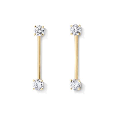 10K Hollow Gold CZ Straight Barbell Set - 18G 3/4"