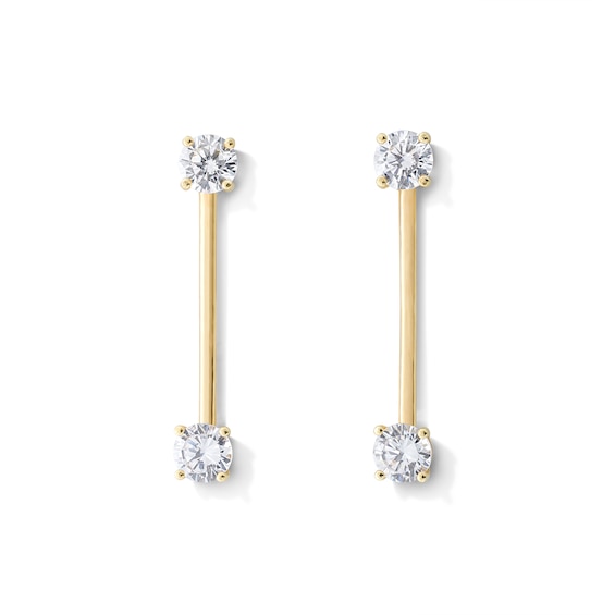 10K Hollow Gold CZ Straight Barbell Set - 18G