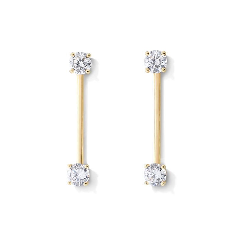 10K Hollow Gold CZ Straight Barbell Set - 18G 3/4"