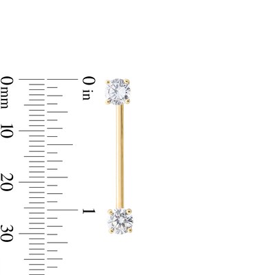 10K Hollow Gold CZ Straight Barbell Set - 18G 3/4"