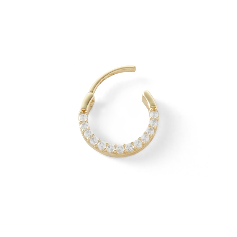 10K Solid Gold CZ Hoop - 19G