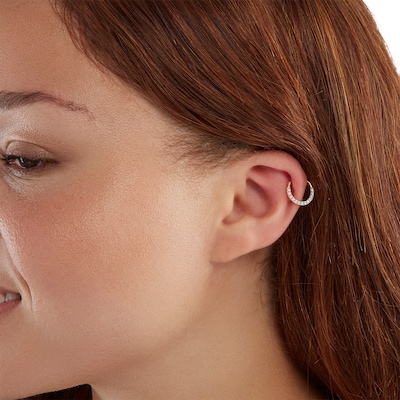 10K Solid Gold CZ Hoop - 19G