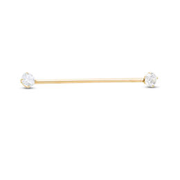 10K Hollow Gold CZ Industrial Barbell - 18G