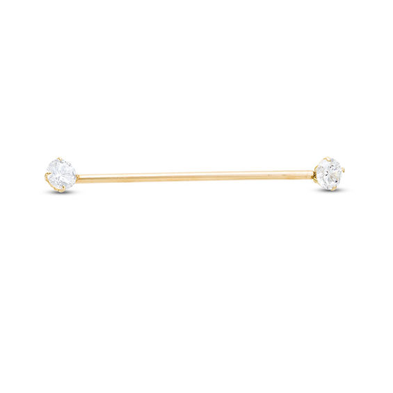 10K Hollow Gold CZ Industrial Barbell 18G Banter