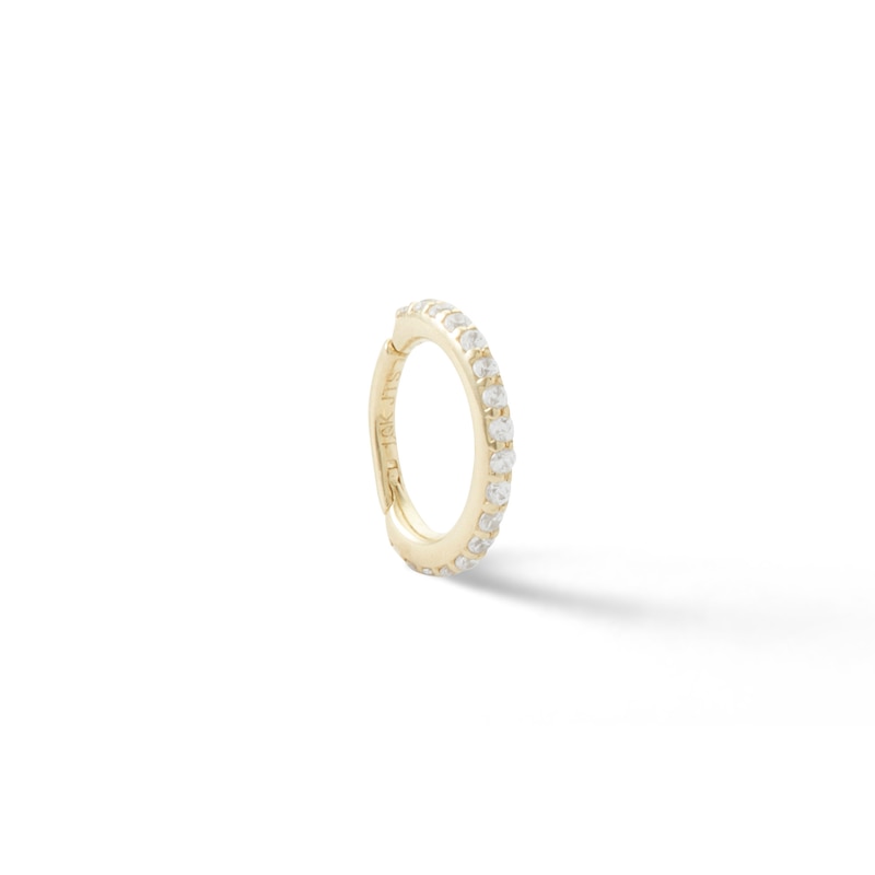 10K Solid Gold CZ Outer Edge Hoop - 19G