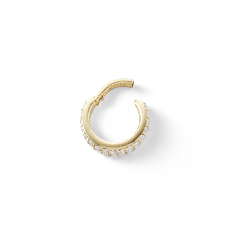 10K Solid Gold CZ Outer Edge Hoop - 19G