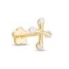 Thumbnail Image 1 of 019 Gauge Cubic Zirconia Ends Cross Cartilage Barbell in 14K Gold
