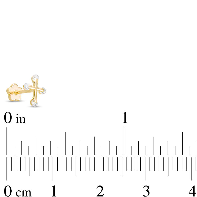 Main Image 2 of 019 Gauge Cubic Zirconia Ends Cross Cartilage Barbell in 14K Gold