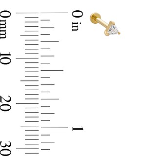 14K Tube Gold CZ Triangle Barbell - 18G 5/16"