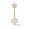 Thumbnail Image 0 of 10K Semi-Solid Gold CZ Two-Stone Belly Button Ring - 14G 7/16"