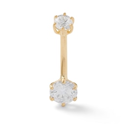 10K Semi-Solid Gold CZ Two-Stone Belly Button Ring - 14G 7/16&quot;