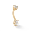 Thumbnail Image 1 of 10K Semi-Solid Gold CZ Two-Stone Belly Button Ring - 14G 7/16"