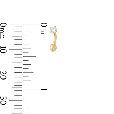 10K Solid Gold CZ Solitaire Curved Barbell - 19G