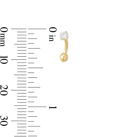 10K Solid Gold CZ Solitaire Curved Barbell - 19G