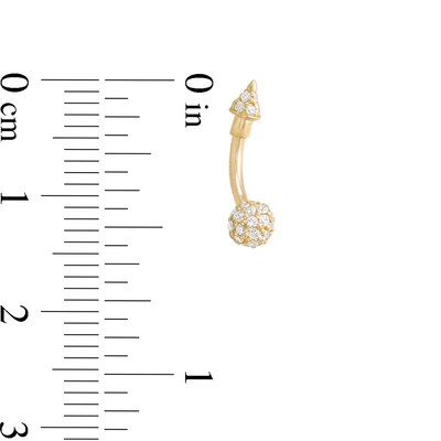 10K Hollow Gold CZ Ball and Spike Curved Barbell - 19G