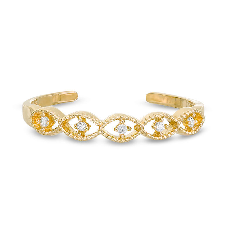 Main Image 1 of 10K Gold CZ Open Marquise Frame Adjustable Midi/Toe Ring