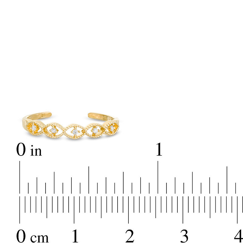 Main Image 2 of 10K Gold CZ Open Marquise Frame Adjustable Midi/Toe Ring