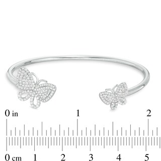 Cubic Zirconia Double Butterfly Cuff in Sterling Silver