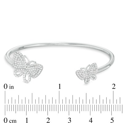 Cubic Zirconia Double Butterfly Cuff in Sterling Silver