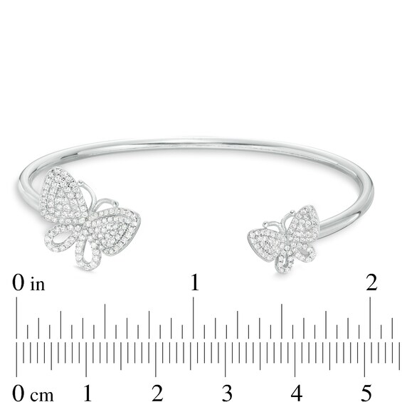 Cubic Zirconia Double Butterfly Cuff in Sterling Silver