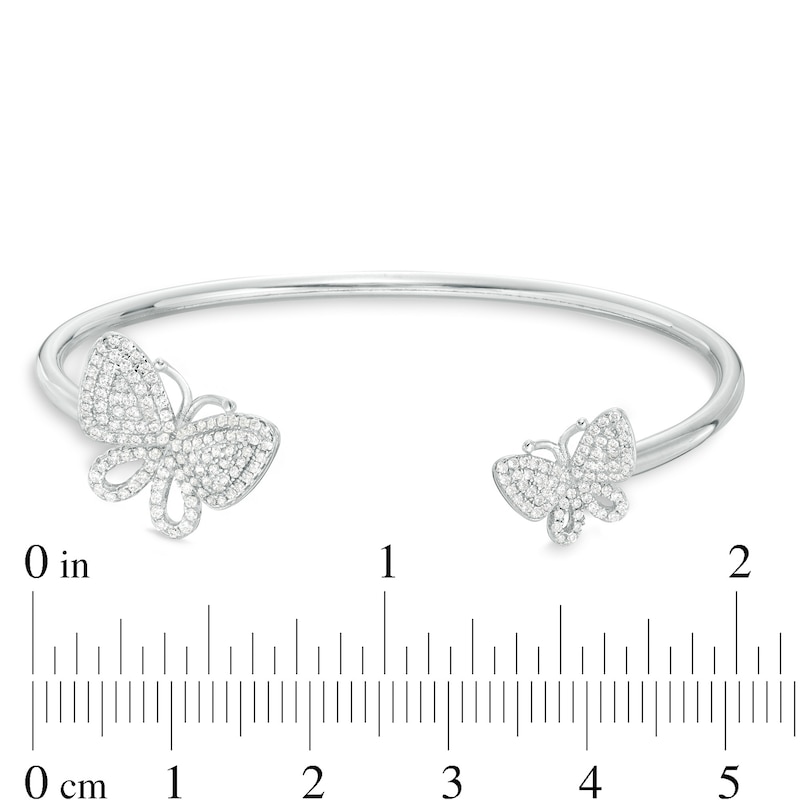 Main Image 2 of Cubic Zirconia Double Butterfly Cuff in Sterling Silver