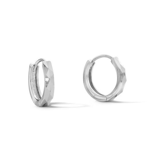 Diamond-Cut Huggie Hoop Earrings in Solid Sterling Silver