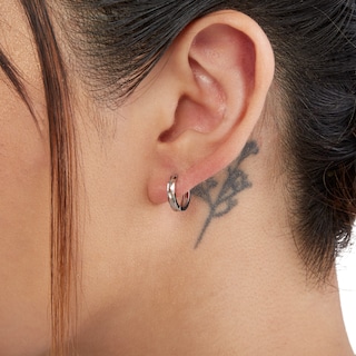 Solid Sterling Silver 9.6mm Diamond-Cut Huggies