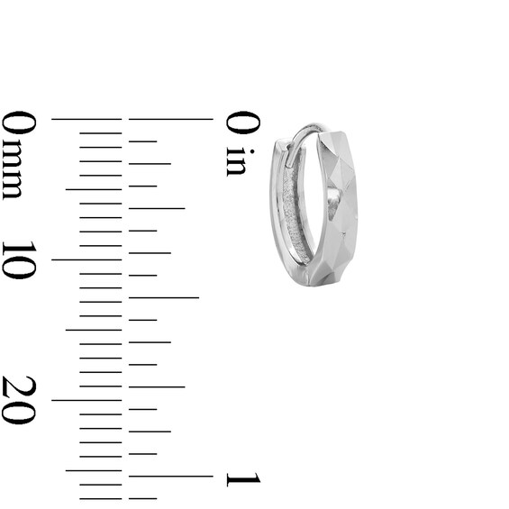 Solid Sterling Silver 9.6mm Diamond-Cut Huggies