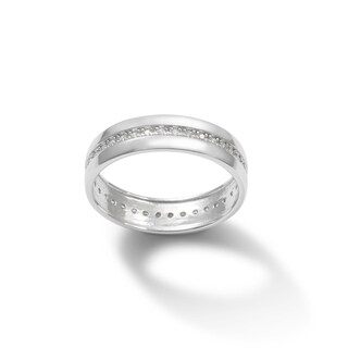 Solid Sterling Silver CZ Channel Eternity Band