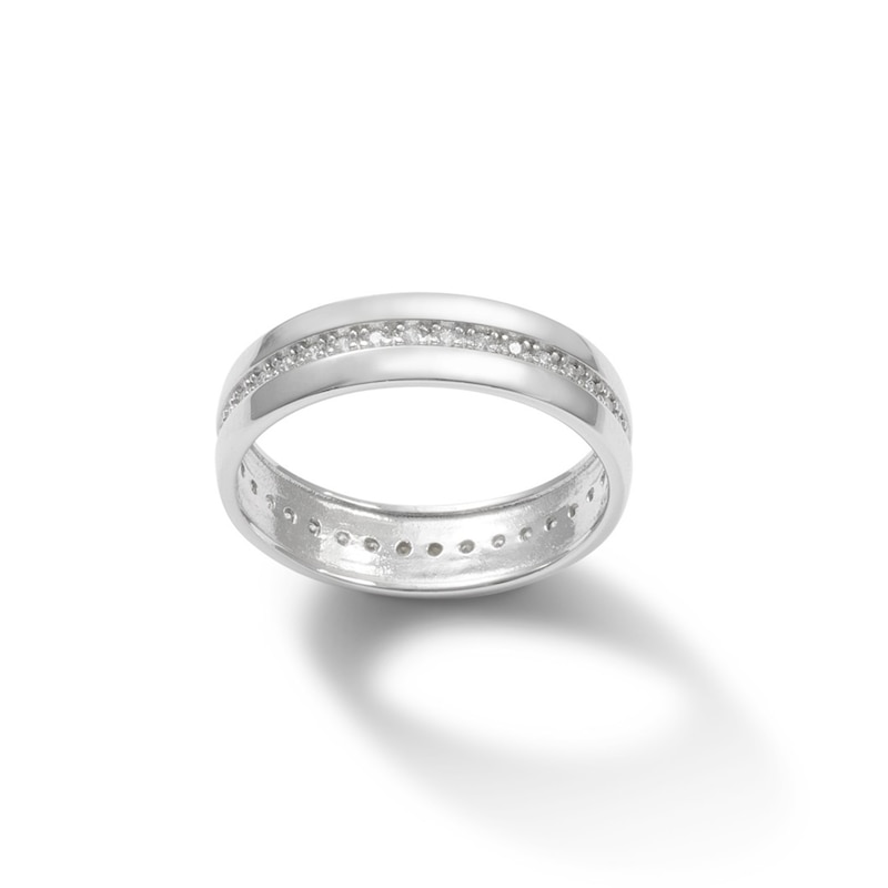 Solid Sterling Silver CZ Channel Eternity Band