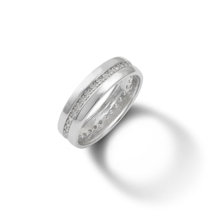 Solid Sterling Silver CZ Channel Eternity Band