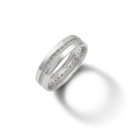 Solid Sterling Silver CZ Channel Eternity Band