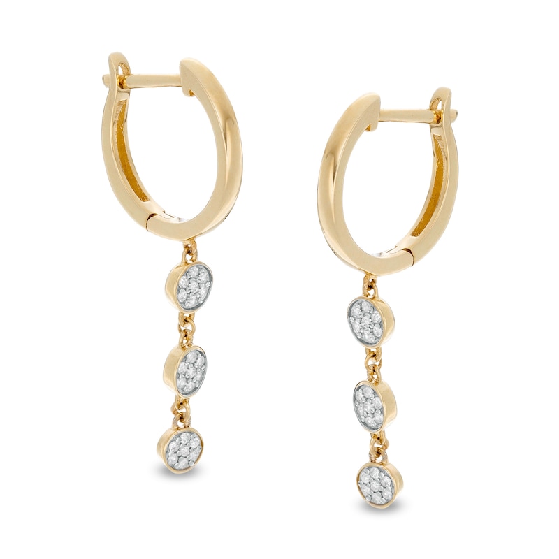 1/8 CT. T.W. Composite Diamond Triple Drop Huggie Hoop Earrings in 10K ...