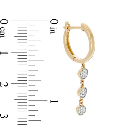 1/8 CT. T.W. Composite Diamond Triple Drop Huggie Hoop Earrings in 10K Gold