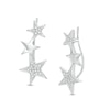 Thumbnail Image 1 of 1/8 CT. T.W. Composite Diamond Graduating Triple Star Crawler Earrings in Sterling Silver