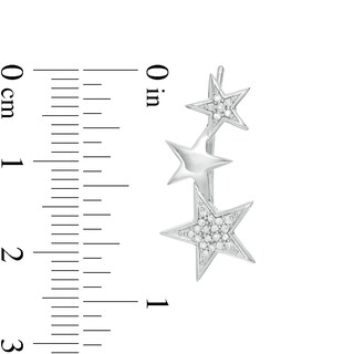 1/8 CT. T.W. Composite Diamond Graduating Triple Star Crawler Earrings in Sterling Silver