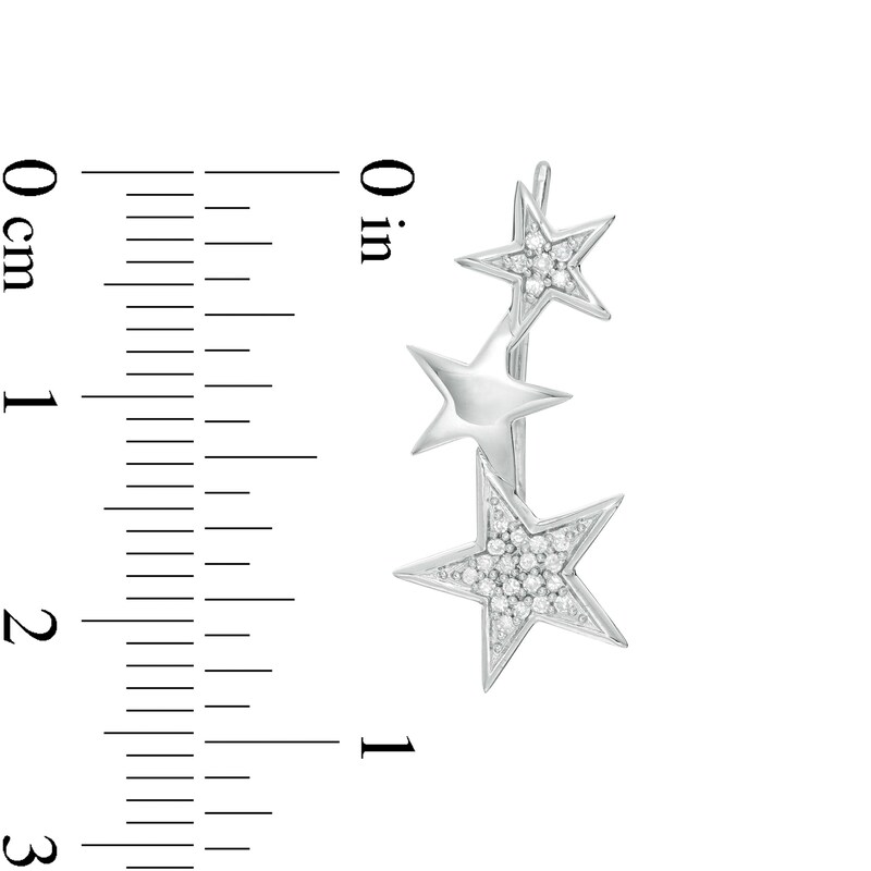 Main Image 2 of 1/8 CT. T.W. Composite Diamond Graduating Triple Star Crawler Earrings in Sterling Silver