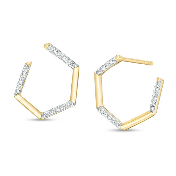 Diamond Accent Geometric Outline Wrap Earrings in 10K Gold
