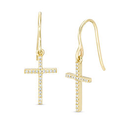 1/8 CT. T.W. Diamond Cross Drop Earrings in 10K Gold
