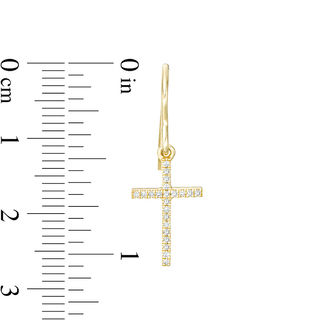1/8 CT. T.W. Diamond Cross Drop Earrings in 10K Gold