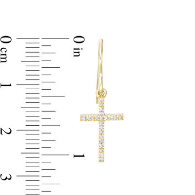 1/8 CT. T.W. Diamond Cross Drop Earrings in 10K Gold