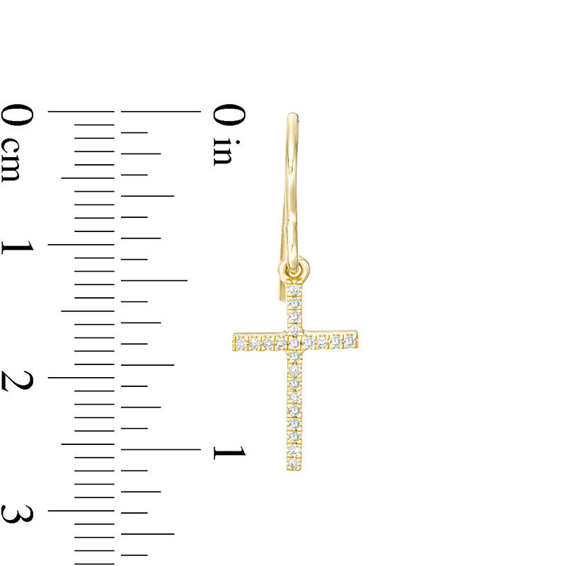 1/8 CT. T.W. Diamond Cross Drop Earrings in 10K Gold