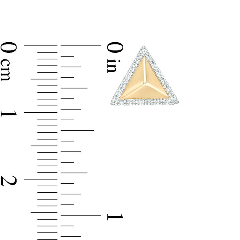 Main Image 2 of 1/10 CT. T.W. Diamond Frame Triangle Stud Earrings in 10K Gold - XL Post
